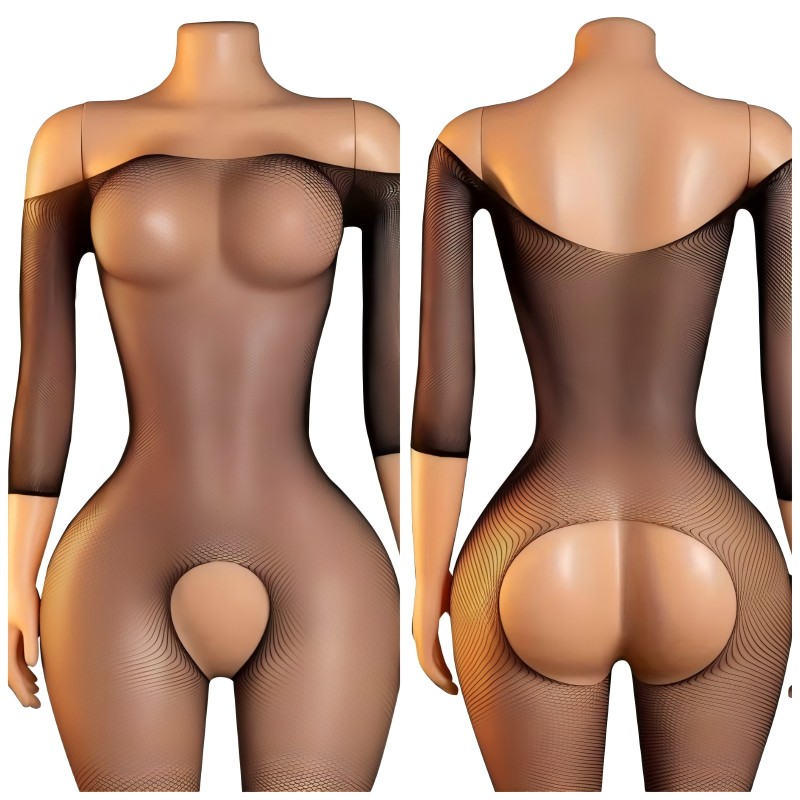 Bodystocking Fishnet - Collant sexy senza cavallo da donna,