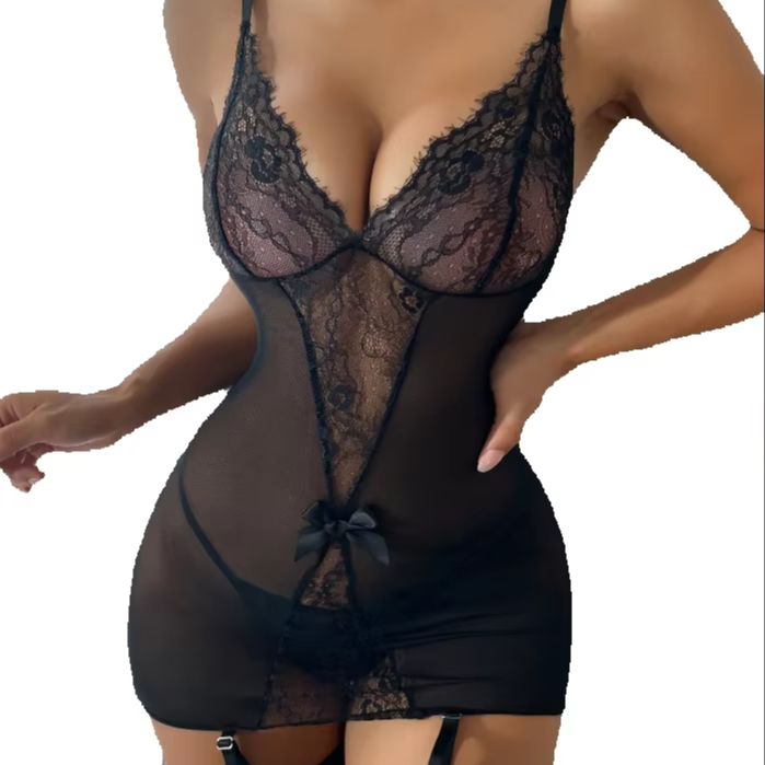 Garter Belt Set - Completo Intimo in Pizzo con Calze,